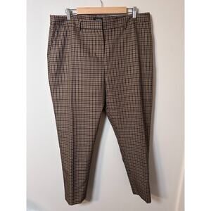 NWT Tahari ASL womens 16 plaid slacks pants camel brown houndstooth work pants